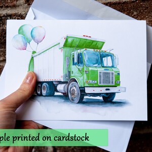 Garbage Truck Birthday Card, Printable Download Watercolor Style ...