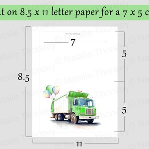 Garbage Truck Birthday Card, Printable Download Watercolor Style ...