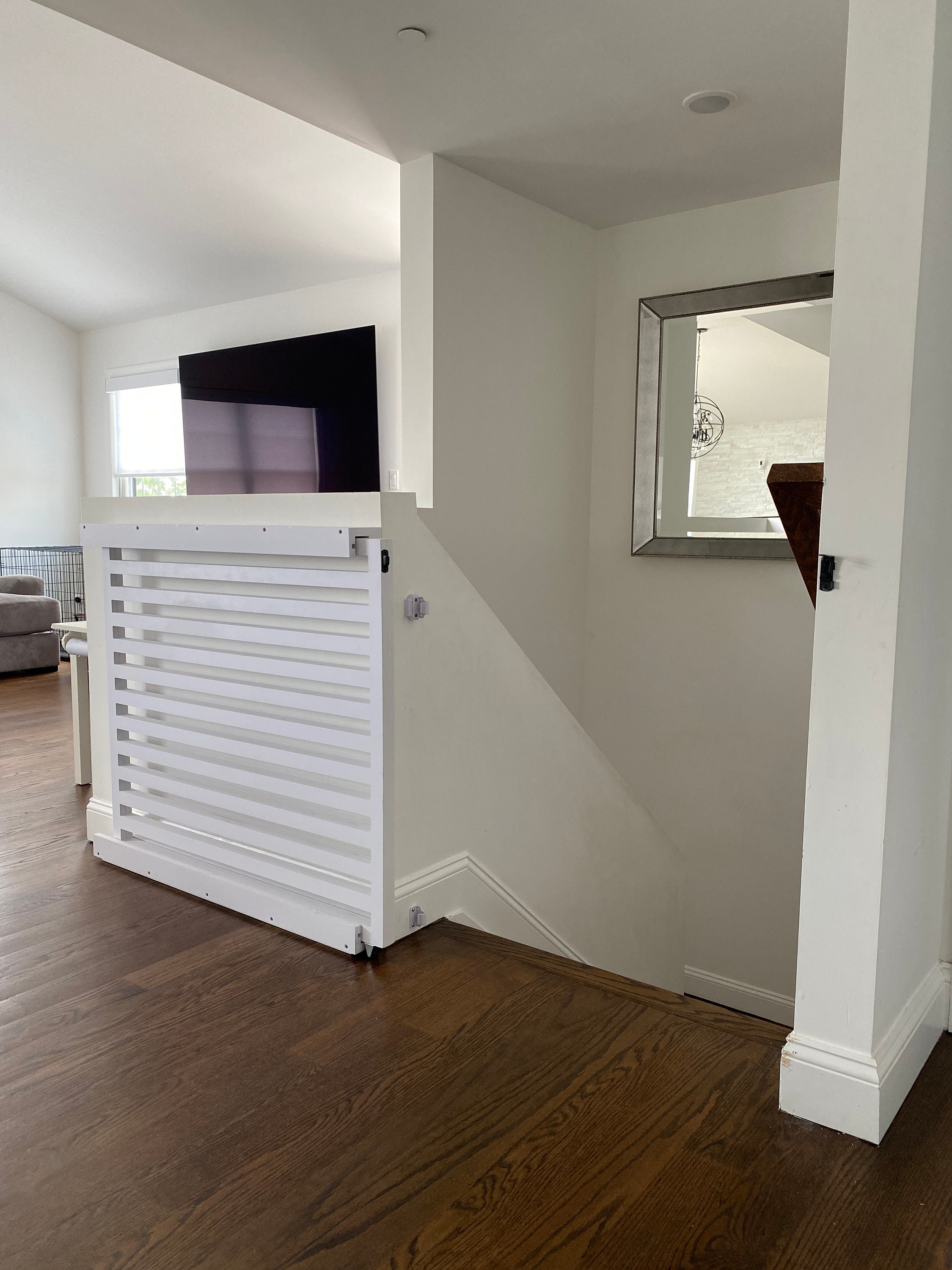 View of Sliding Modern Baby Gate and Dog Gate for Interior Stairs, Doorways ...