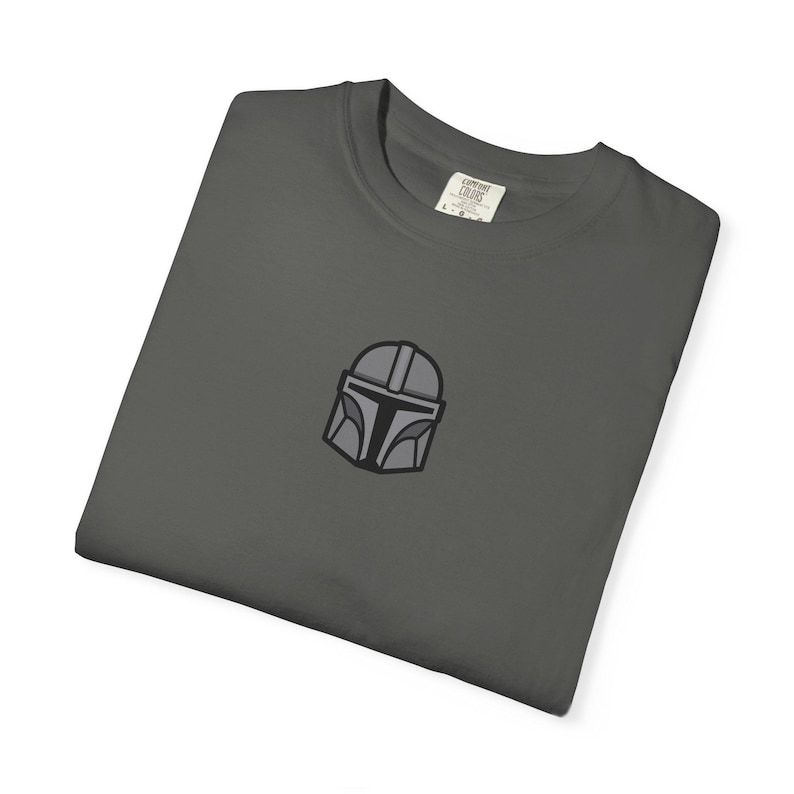 Minimalist Mandalorian Helmet T-Shirt | Beskar Armor, Star Wars Gift image 1