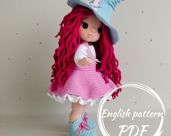 Amigurumi Little Witch, Crochet Doll Pattern, PDF Pattern in English