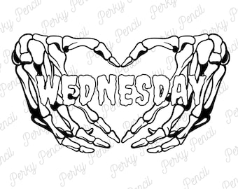 Addams Family inspired Wednesday PNG and SVG | Skeleton Hands Heart Wednesday Addams | Gothic PNG | Wednesday Addams Fandom | Wednesday svg