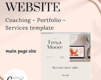 Canva Sales Website for Coaching Freelancing Main landing page Editable Sales template Ready to use Modern Asthetic, Web portfolio, Services