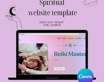 Spiritual Website Template Landing Page Services Canva template Reiki Tarot Healer website page