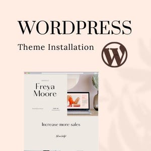 May include: A website screenshot showing a simple, modern website design with the text "Freya Moore" and "Increase more sales" in black text on a white background. The website is for a business coach and includes a call to action to "Let me help!"