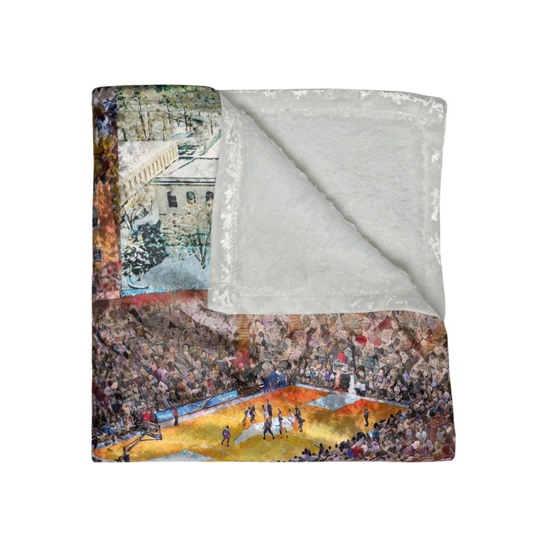 UNC Chapel Hill Crushed Velvet Blanket | Watercolor Campus | Chapel Thrill | North Carolina | Graduation Gift | Carolina Blue image 2