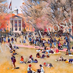 UNC Chapel Hill | Watercolor Campus | Digital Print Download | Carolina Blue | Tar Heels | Graduation Gift | Poster Art Home and Dorm Decor