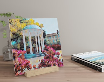 Tablero de la galería Old Well de Tar Heels de la UNC Chapel Hill con soporte