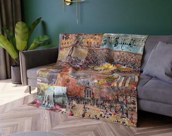 UNC Chapel Hill Crushed Velvet Blanket | Watercolor Campus | Chapel Thrill | North Carolina | Graduation Gift | Carolina Blue