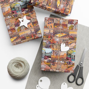 Gift Wrap Papers Watercolor Campus | UNC Chapel Hill | Alma Mater | Chapel Thrill | North Carolina | Graduation Gift | Carolina Blue