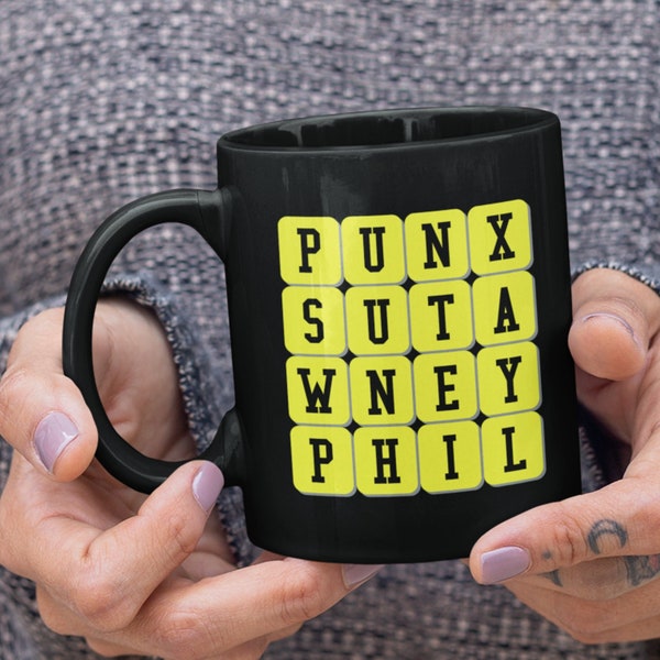 Groundhog Day Mug - Punxsutawney Phil Gifts, Puzzle Coffee Cup/ teacup, Groundhog Lover, Spring Mug, Happy Groundhog Day, Phil Connors Movie