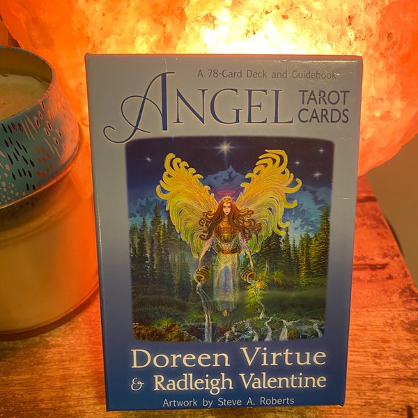 Rare | OOP | Angel Tarot Cards | Doreen Virtue | 78 Cards with Guidebook & Big Book | Silver Gilded Deck | Oracle | Archangels | Like New |