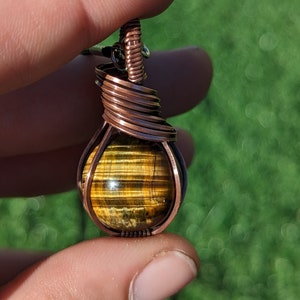 Tiger&#39;s Eye Small Sphere Wire Wrapped, Crystal Ball Necklace or Pendant. Ball TB1
