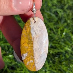 Yellow Petrified Wood Pendant or Necklace, Petrified Wood Palm Necklace, Silver Wire Wrapped Bail