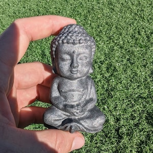 Shungite Young Buddah Carving, 3&quot; Large Crystal Buddah figure, Shungite (Carbon) Buddah