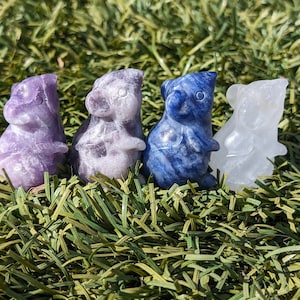 Crystal Mouse Mini Carving, 1.75&quot; Chose by gemstone.  Cute Mouse! Lepidolite, Sodalite, Clear Quartz