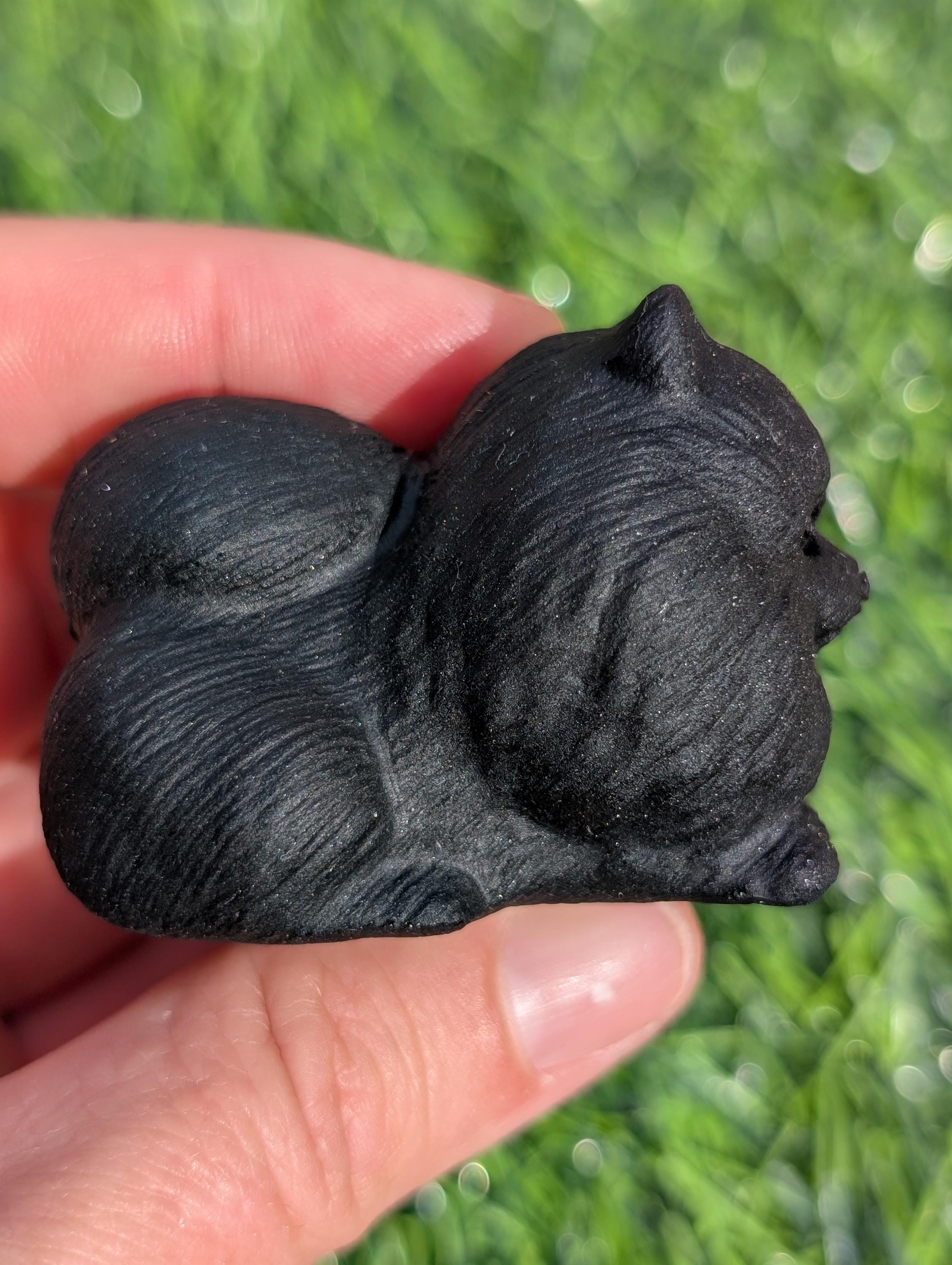 Obsidian Black Dog Figurine - Etsy