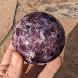 Lepidolite aka Purple Mica Sphere 64 mm Newer Marterial, yellow muscovite, Golden Mica, Gold lepidolite.