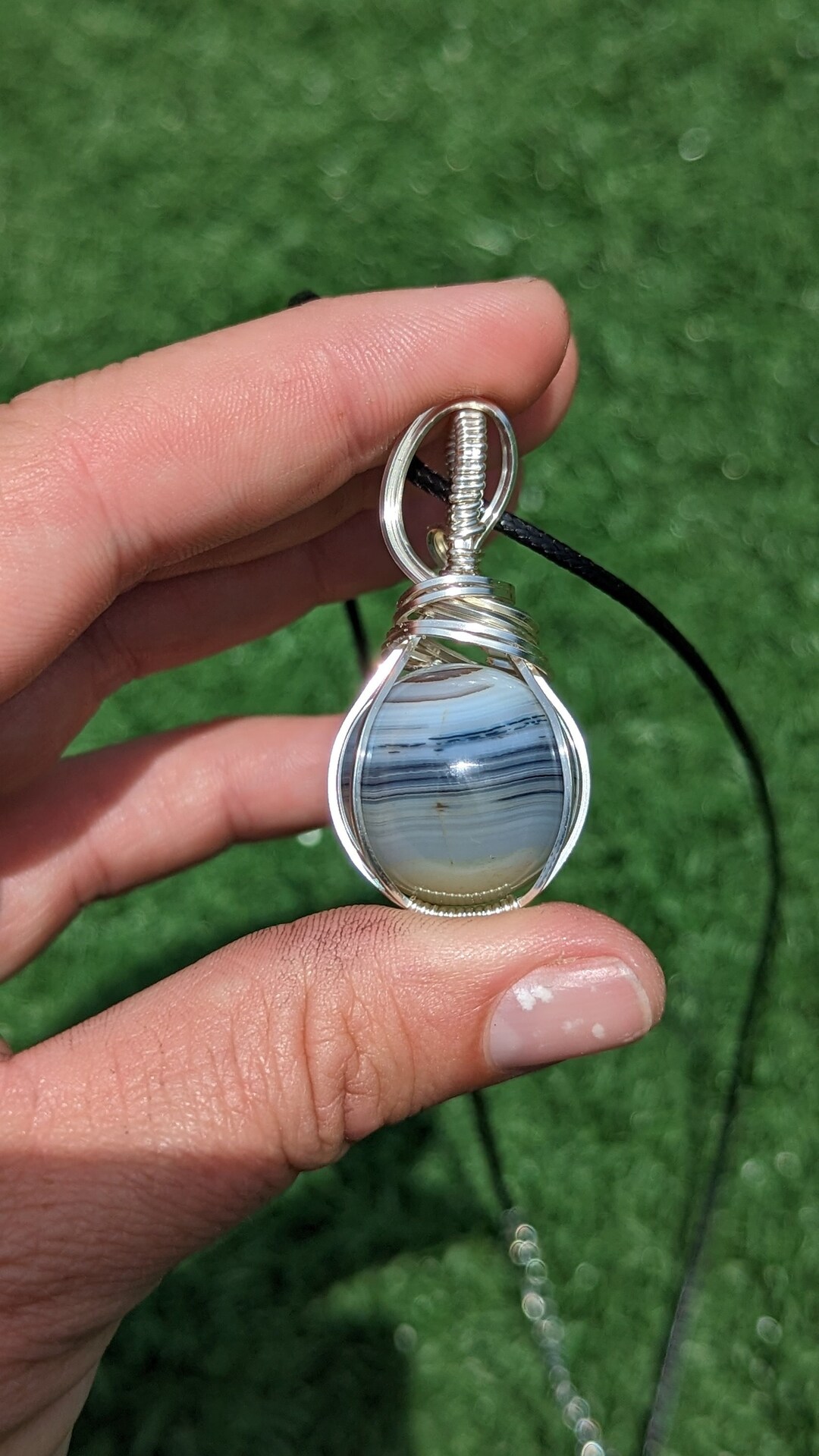 Crystal Ball Necklace, Dendritic Agate Sphere Necklace or Pendant. Mini Sphere Wire Wrapped