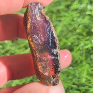 Raw Sumatran Amber Piece, Shines Blue tint in the sunlight.  Rare form of Indonesian Amber. Blue14