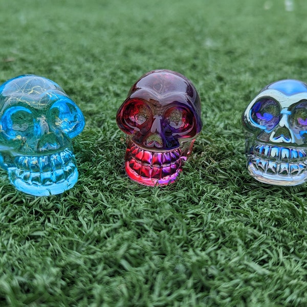 Crystal Skull, Glass Aura 2" Skull, You Choose which one you want!