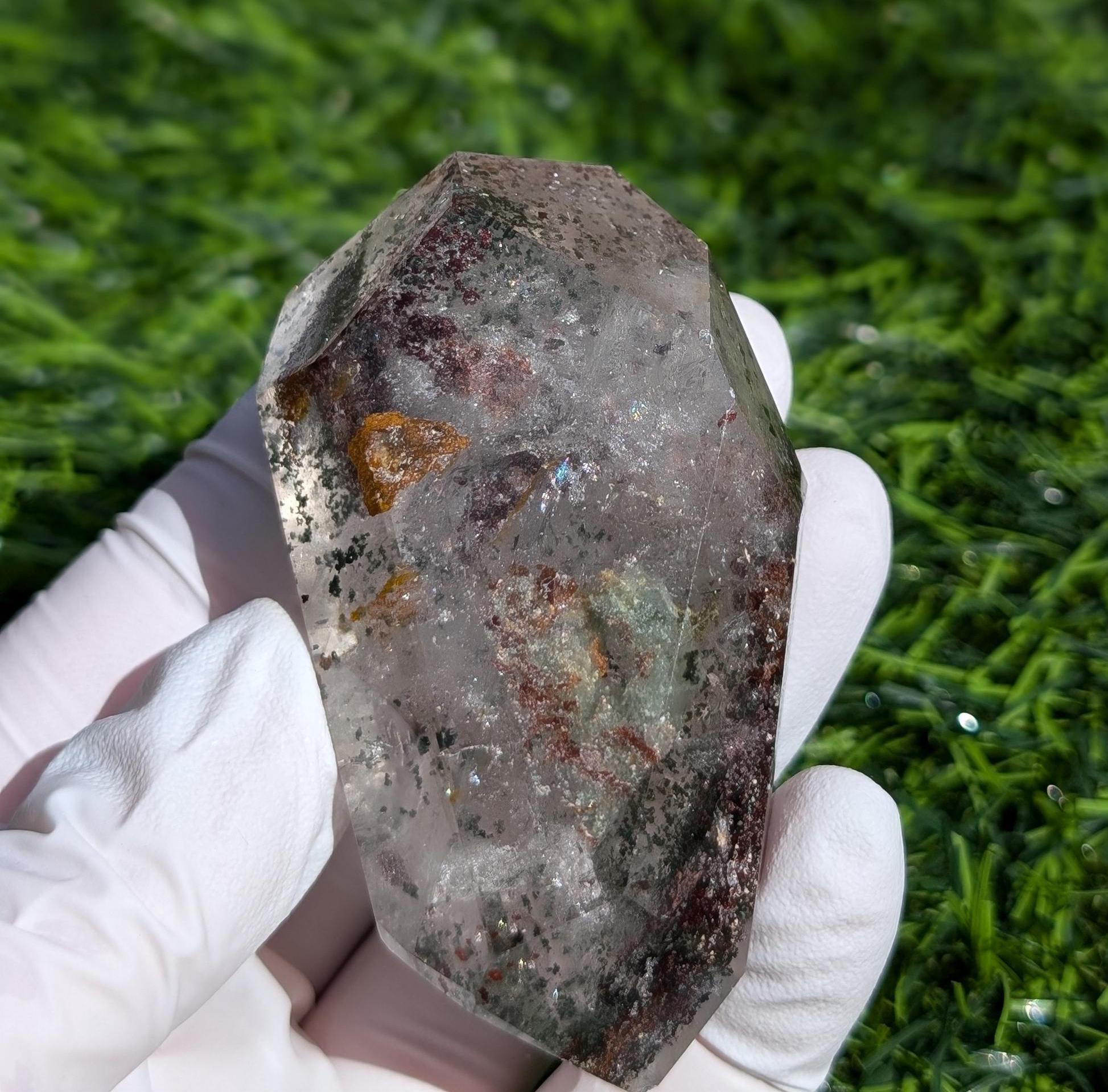 Garden Quartz Freeform, Spacedust, Mid Clarity With Rainbows