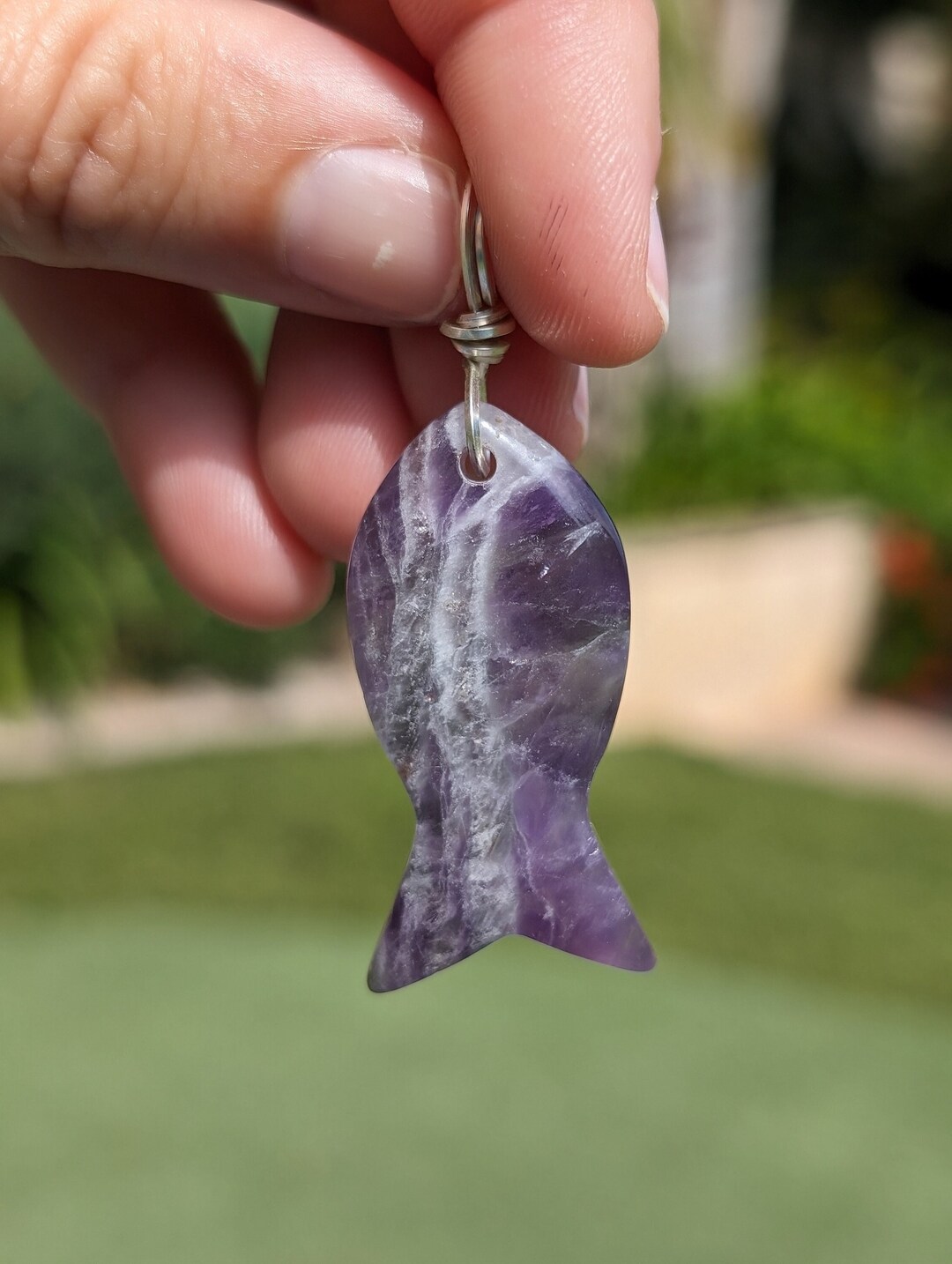 Crystal Fish Necklace, Amethyst Fish Necklace, Pendant, Hand Wrapped ...