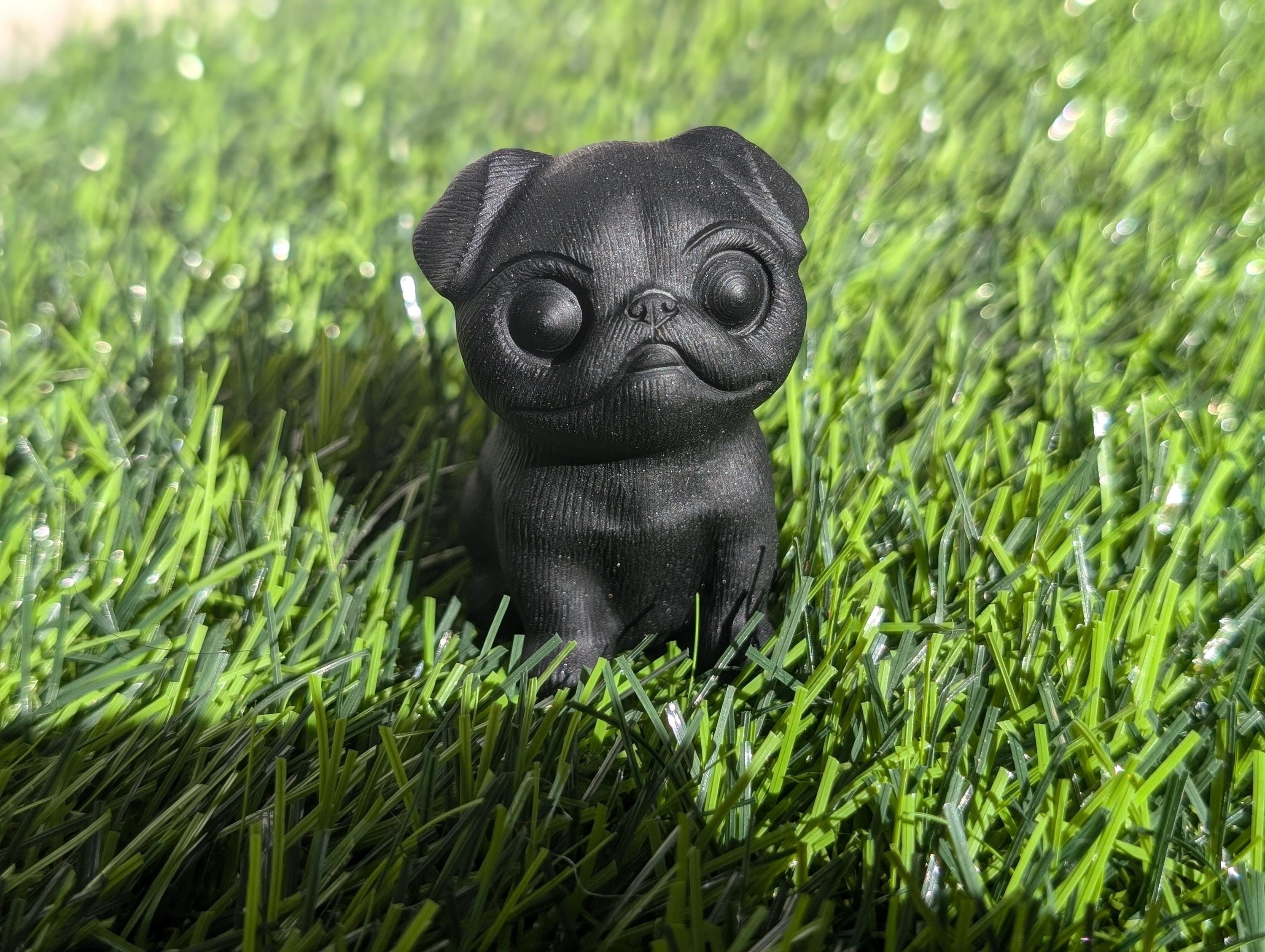 Obsidian Black Dog Figurine - Etsy