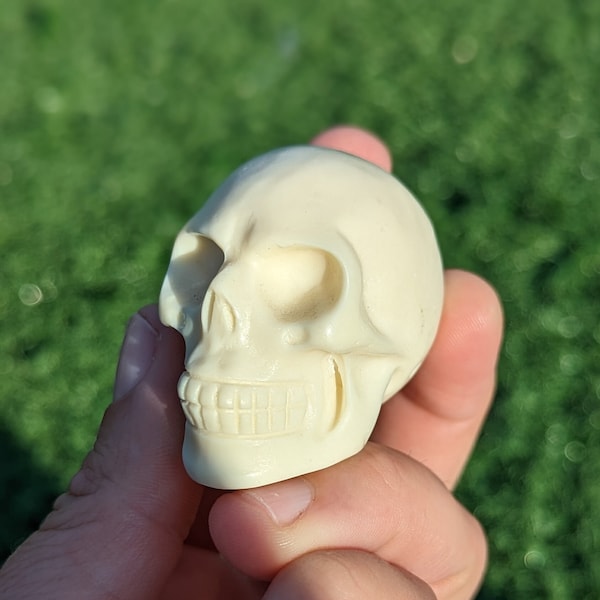 Ivory Nut Skull 1.5" Vegan Ivory Crystal Skull, Tagua Nut Carved Skull.
