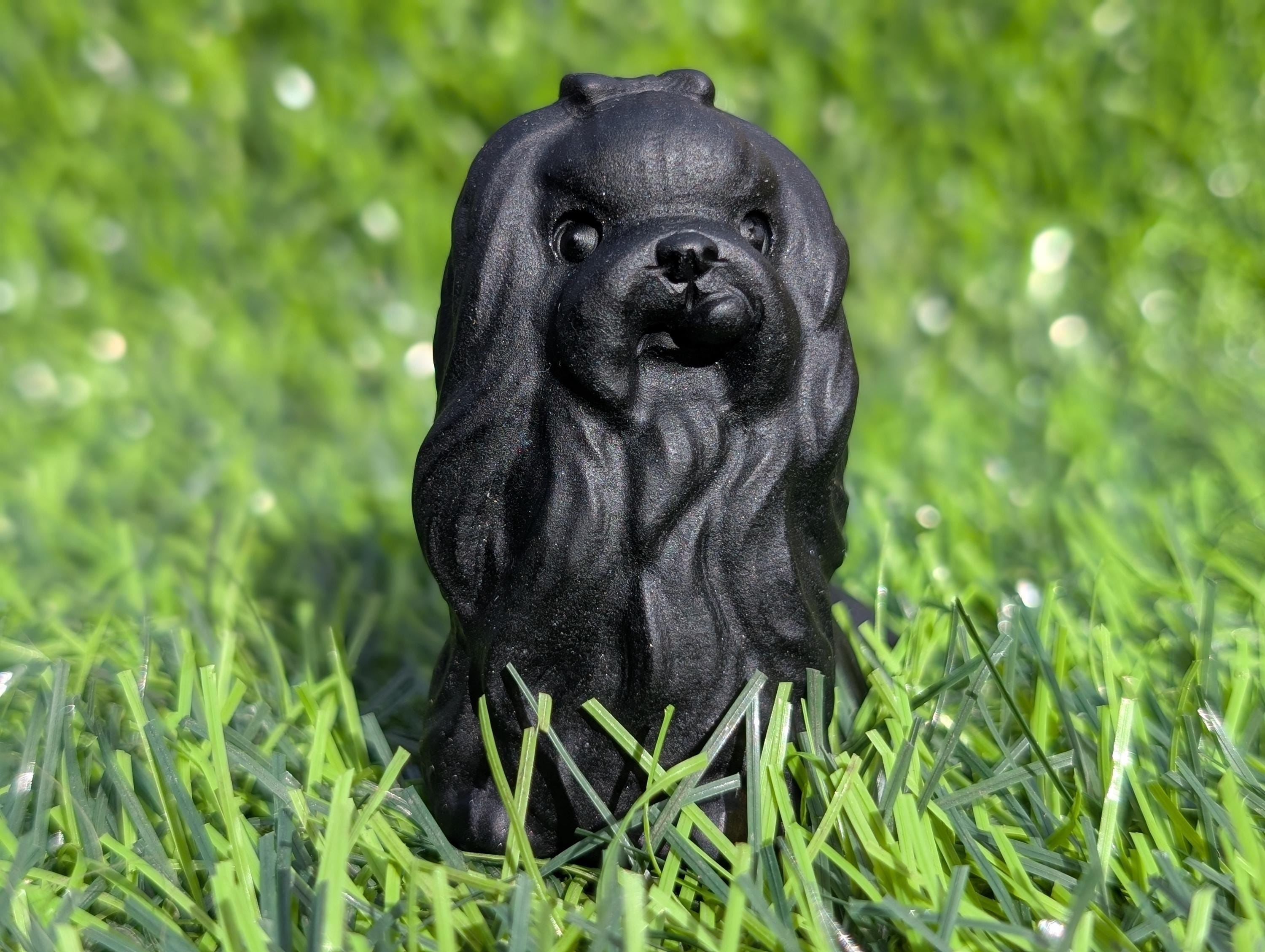 Obsidian Black Dog Figurine - Etsy