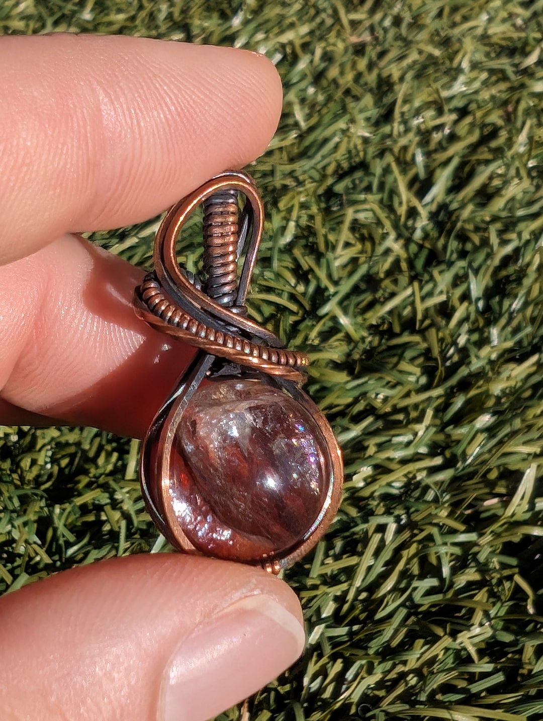 Crystal Ball Necklace, Fire Quartz Necklace or Pendant. Mini Sphere