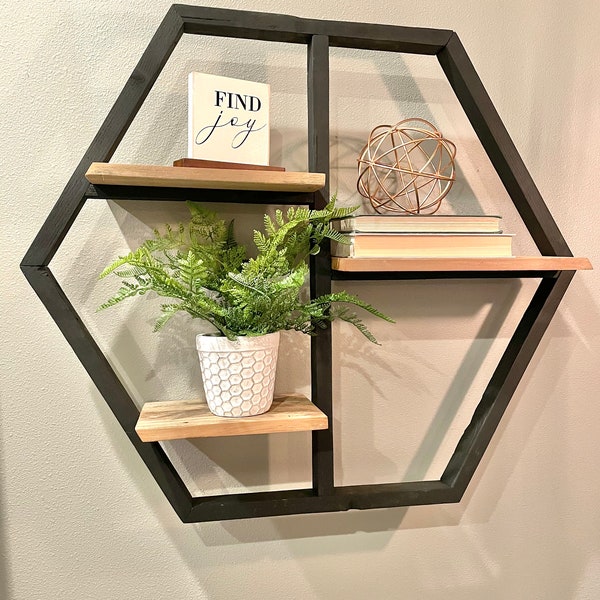 Hexagon Wall Shelf Etsy