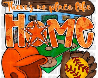 Orange Softball Home Digital Design – PNG Sublimation (Digital Download)