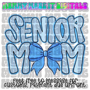 Senior Mom Coquette Bow PNG: Seersucker Alpha (Digital Design