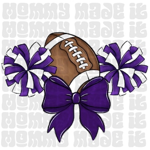 Purple - Football Cheer - Football Digital PNG - Sports Digital Design Sublimation DTF  Spirit Wear Digital Cheerleading Coquette Bow