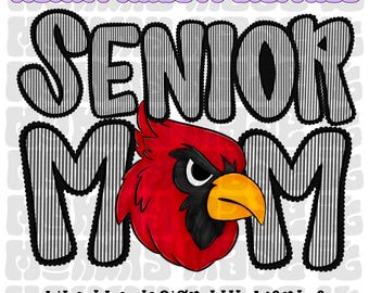 Senior Mom Mascot PNG: Seersucker Alpha Design (Digital Download