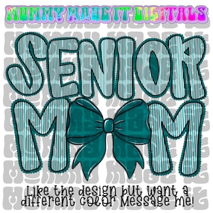 Senior Mom Coquette Bow PNG: Seersucker Alpha Design (Digital Download)