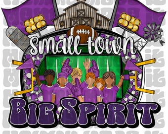 Diseño de fútbol americano con gran espíritu de pueblo pequeño, ropa deportiva morada (PNG)