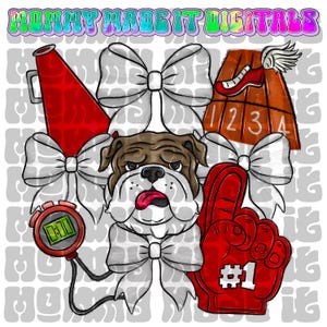 Red Bulldog Mascot PNG - Bulldogs Mascot DESIGN - Sports Digital Design Sublimation DTF Sports Spirit Wear Digital