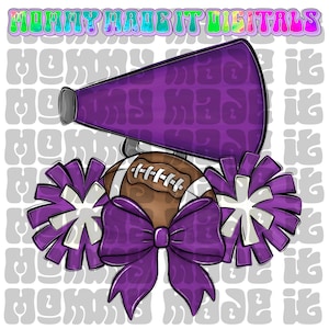 Football Cheer PNG: Purple Coquette Bow - Sublimation Design (Digital Download
