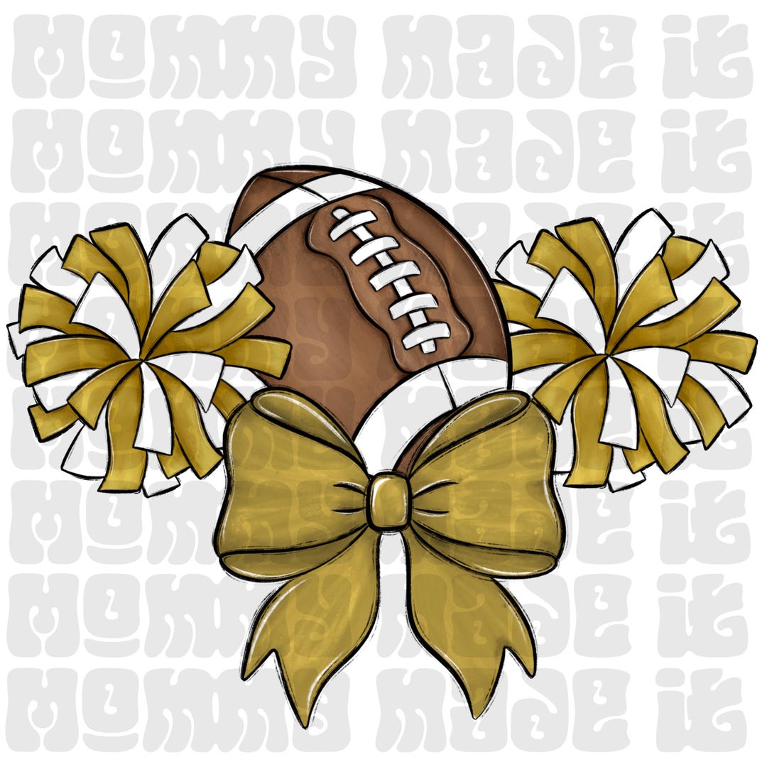 Football Cheer PNG – Gold Bow, Pom-poms Design (digital Download) - Etsy