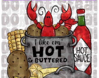 Hot Buttered Crawfish PNG: Southern Crawfish Boil Design (Digital Download)