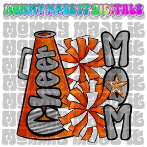 Orange Cheer Mom PNG: School Spirit Design (Digital Download