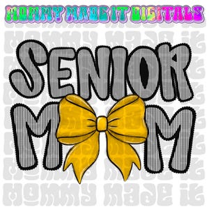 Senior Mom Coquette Bow PNG: Seersucker Design (Digital Download