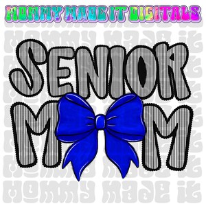 Senior Mom PNG: Coquette Bow, Seersucker Alpha (Digital Design