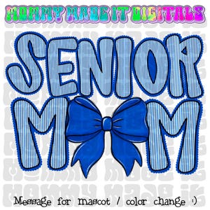 Senior Mom Coquette Bow PNG: Seersucker Alpha Design (Digital Download