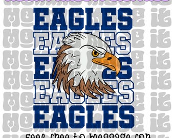 Red and Navy Eagles Mascot PNG: Coquette Bow Design (Digital Download