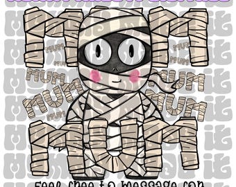 Mummy Halloween Design with Spooky Cute Mum Mom Cute Halloween Digital Design Kids Halloween Design