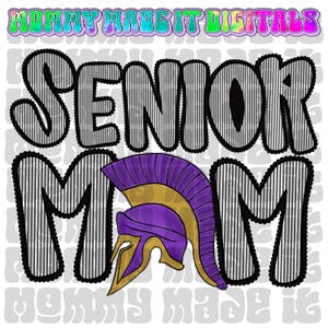 シニアママのトロイの木馬マスコット PNG：シアサッカーデザイン（デジタルダウンロード）