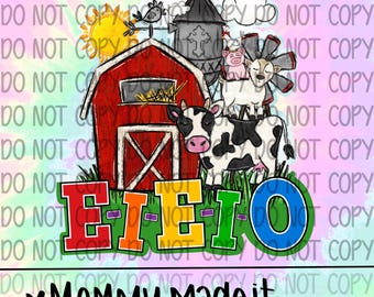 E-I-E-I-O Farm Animals PNG, Barnyard Digital Design (Digital Download)